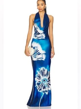 Especia Moonflower Cowl Neck Halter Dress